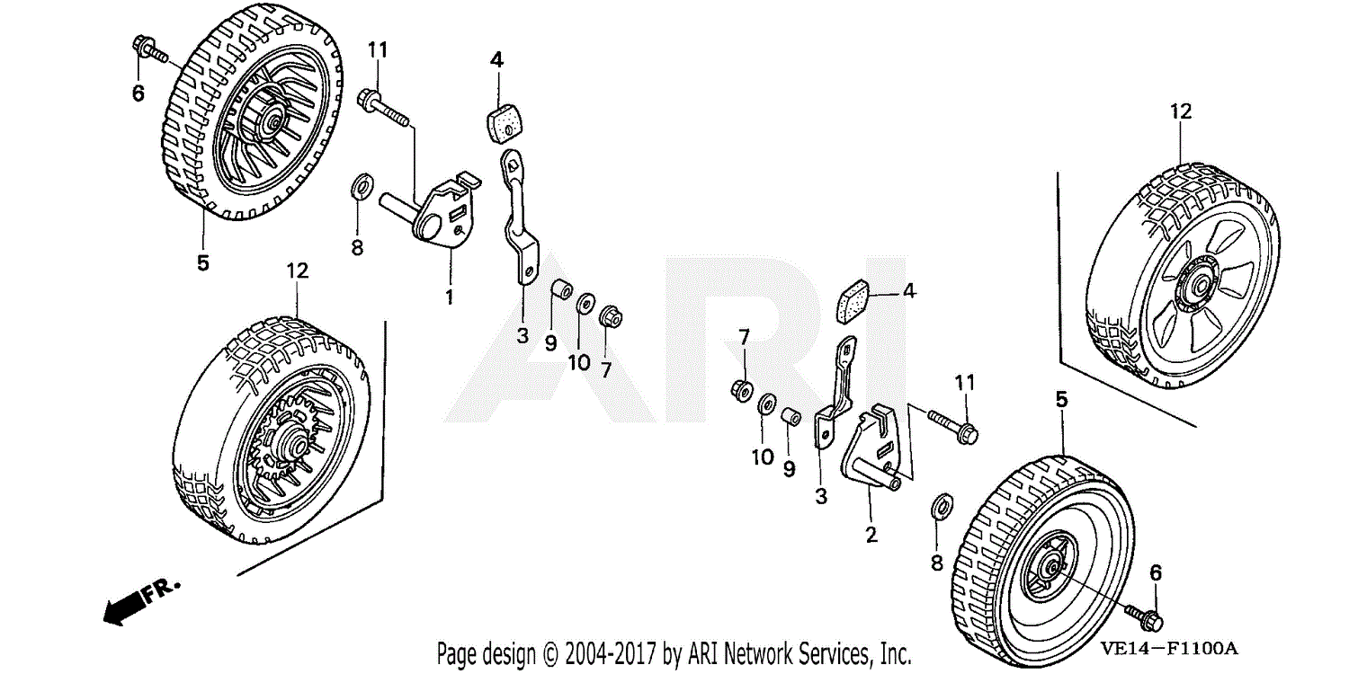 Honda HRM215 SXA LAWN MOWER USA VIN MZBB 6000001 TO MZBB 6199999 Parts Diagram for FRONT WHEEL