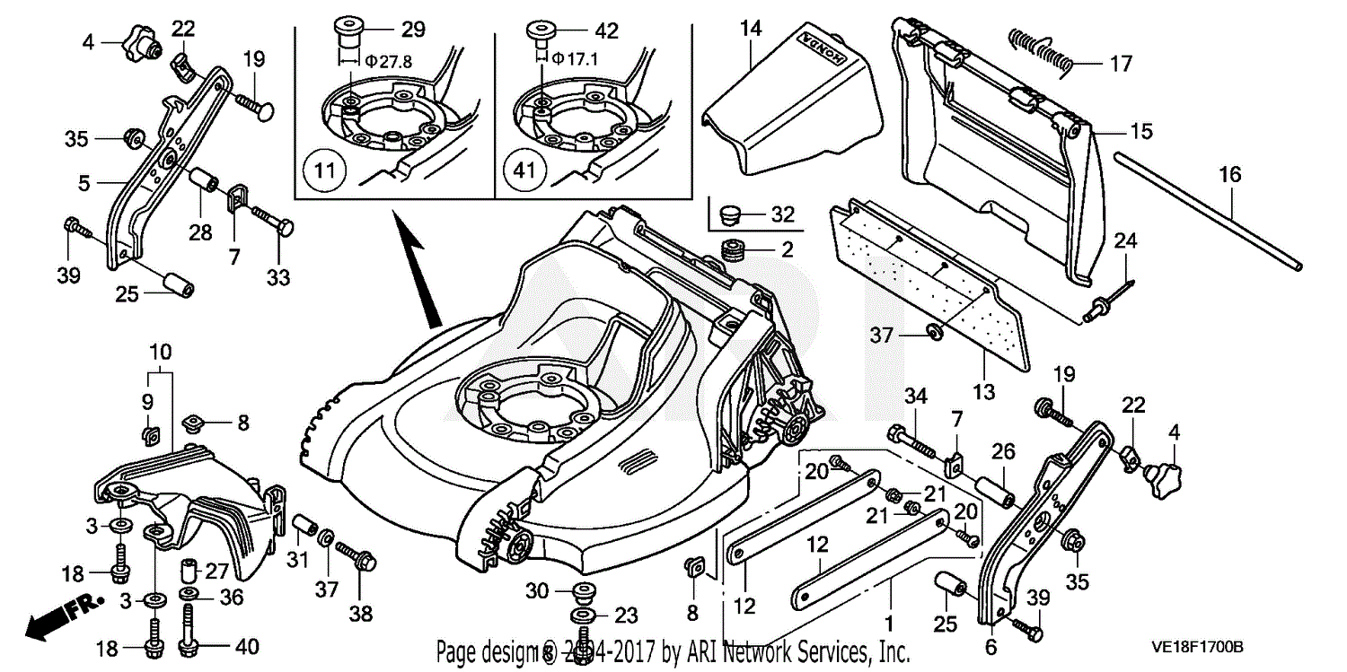 Honda HRM215K4 SDA LAWN MOWER, USA, VIN# MZBB-6500001 Parts Diagram for CUTTER HOUSING