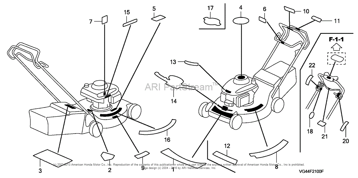 Honda Hrr216 Sda Lawn Mower Usa Vin Mzcg 6000001 To Mzcg 6299999 Parts Diagram For Label 2 7427