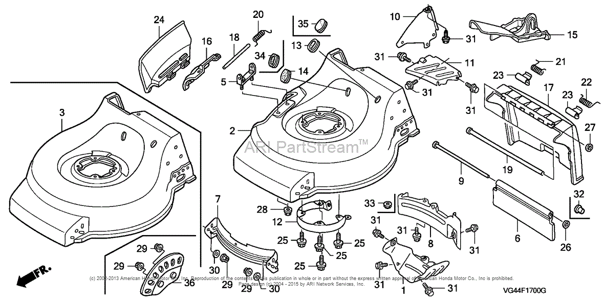 Honda HRR216K3 TDA LAWN MOWER, USA, VIN# MZCG-7200001 TO MZCG-7599999 ...