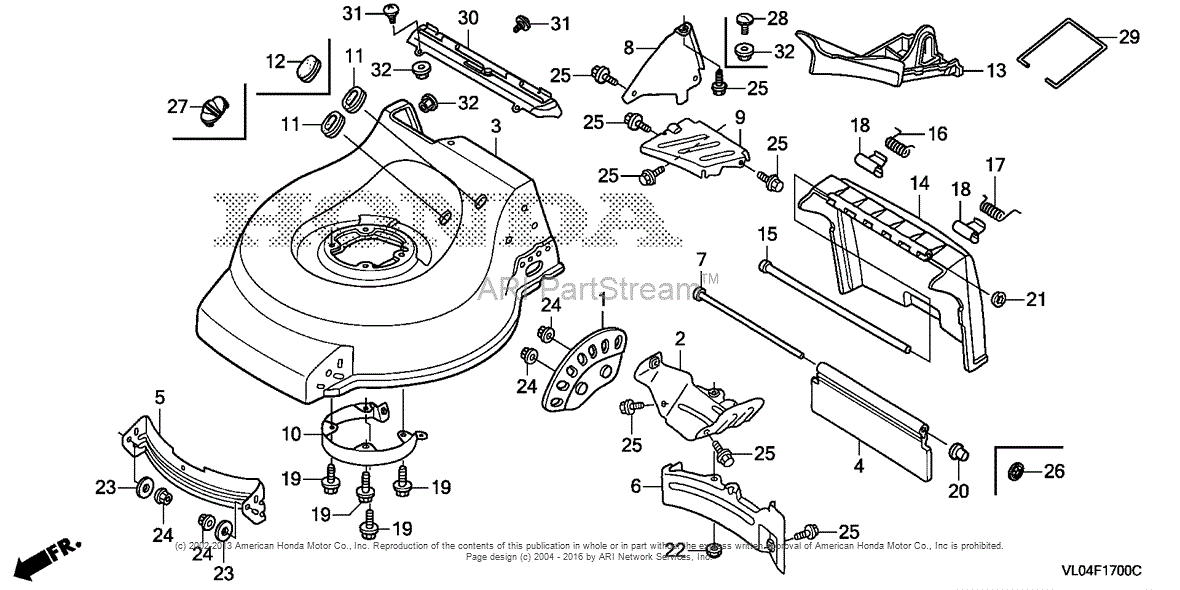 Honda HRR216K8 VKAA LAWN MOWER, USA, VIN# MZCG-8400001 TO ... honda 3 5 engine diagram 