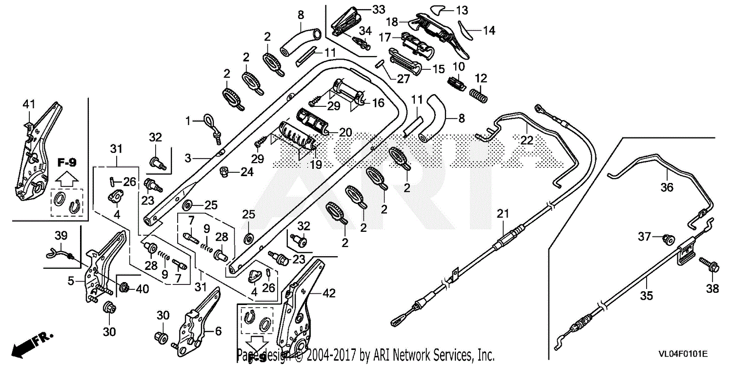 Honda Hrr K Vkaa Lawn Mower Usa Vin Gjara Parts Diagram For Handlebar