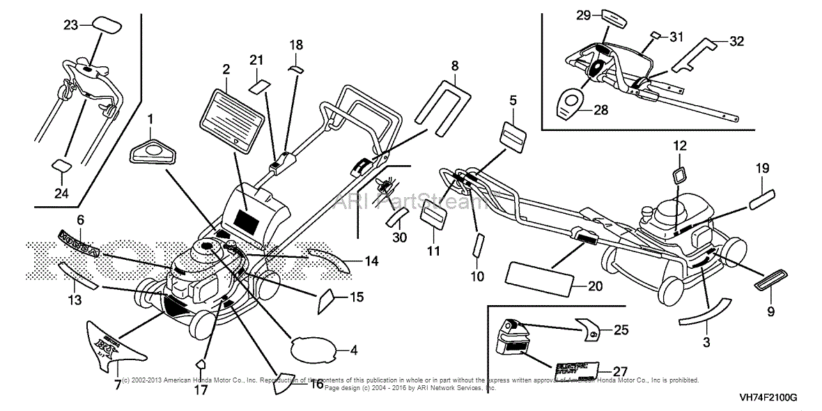 Honda Hrx217k5 Vkaa Lawn Mower Usa Vin Maga 2370001 To Maga 2499999 Parts Diagrams