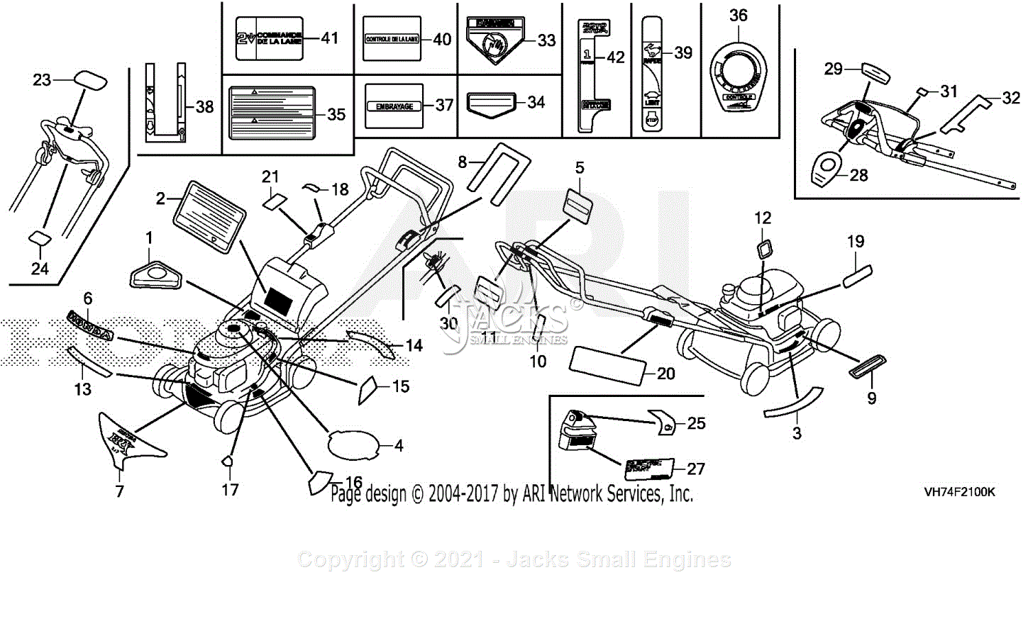 Honda Hrx217k6 Hyaa Lawn Mower Usa Vin Mama 1000001 Parts Diagram For Labels 2