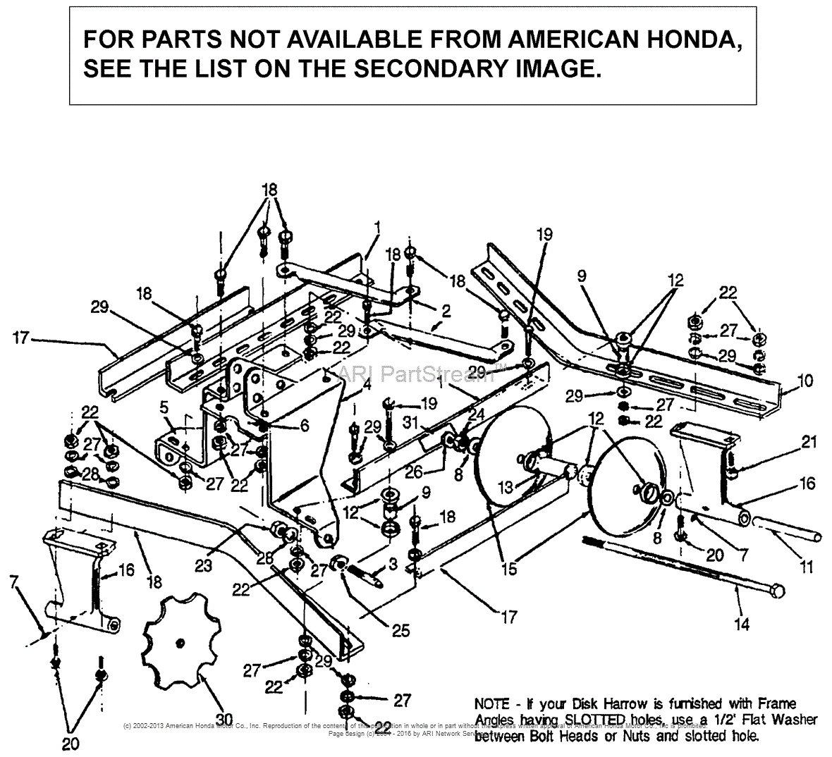 Honda DS752A A LAWN TRACTOR, USA Parts Diagram for TANDEM ROW DISC