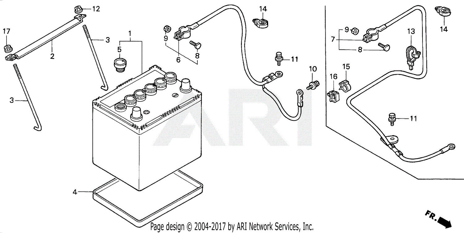 Honda H4518H HSAC/A LAWN TRACTOR, JPN, VIN# MZAT-4000001 TO MZAT-4099999 Parts Diagram for BATTERY