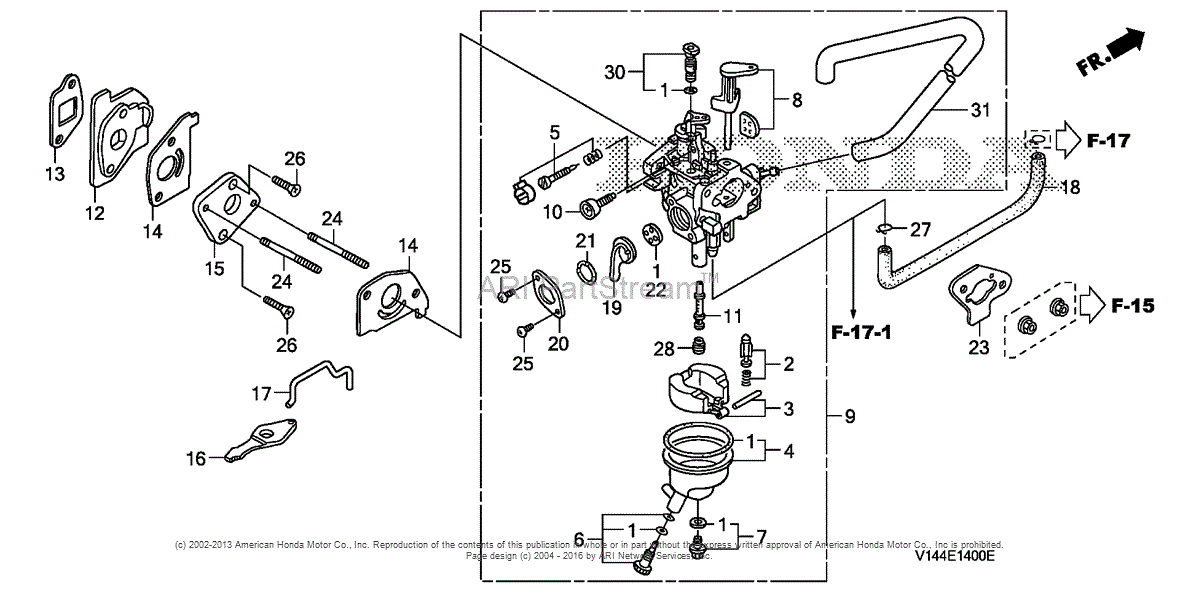 Honda F220 AN ROTOTILLER, JPN, VIN# FAAJ-1050001 Parts Diagram for