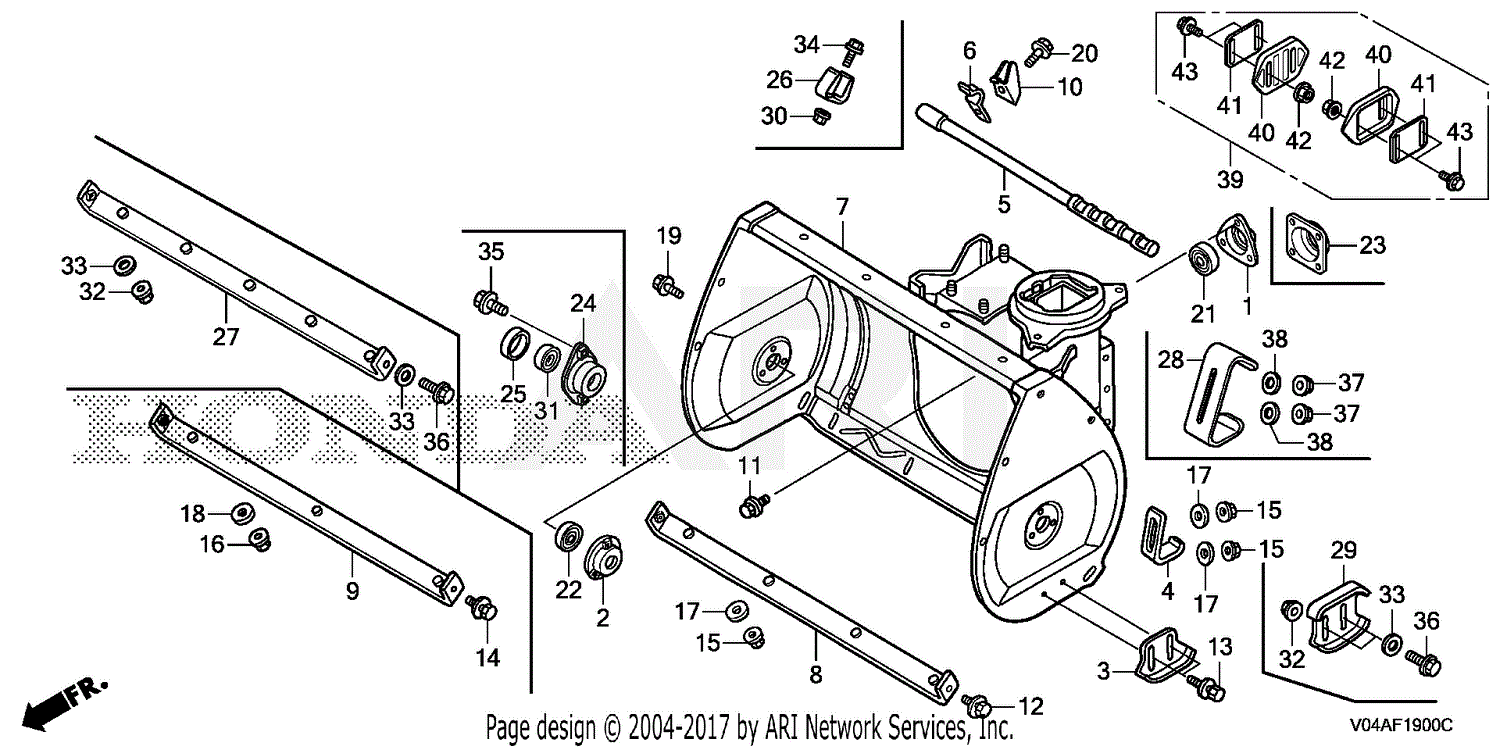 Honda HSS724A AWD SNOW BLOWER, USA, VIN# GCBUT-1000001 Parts Diagram