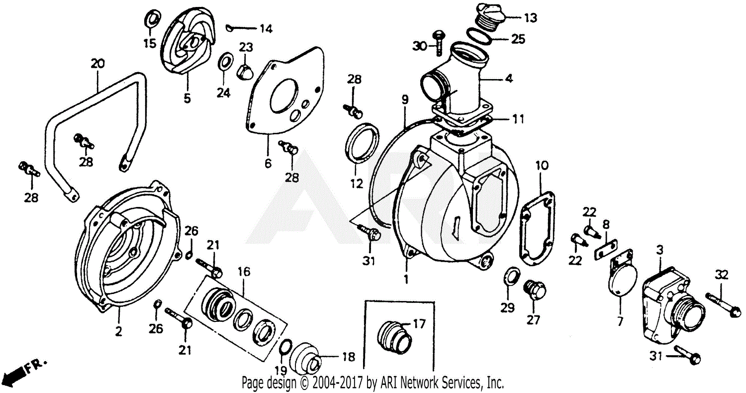 Honda Wa20x C Water Pump Jpn Vin Wa20x 1000001 Parts Diagram For Wa20x Casing Impeller