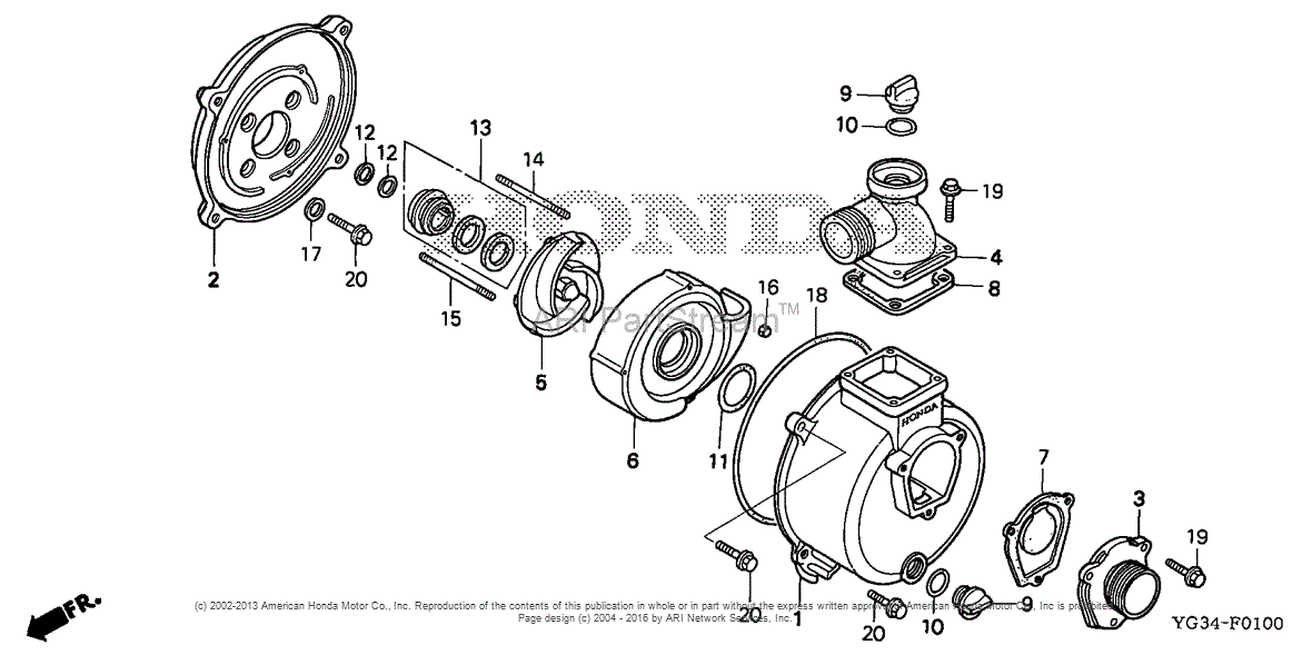 Honda WB20XT3 A WATER PUMP, THA, VIN# WABT-3000001 Parts Diagram for
