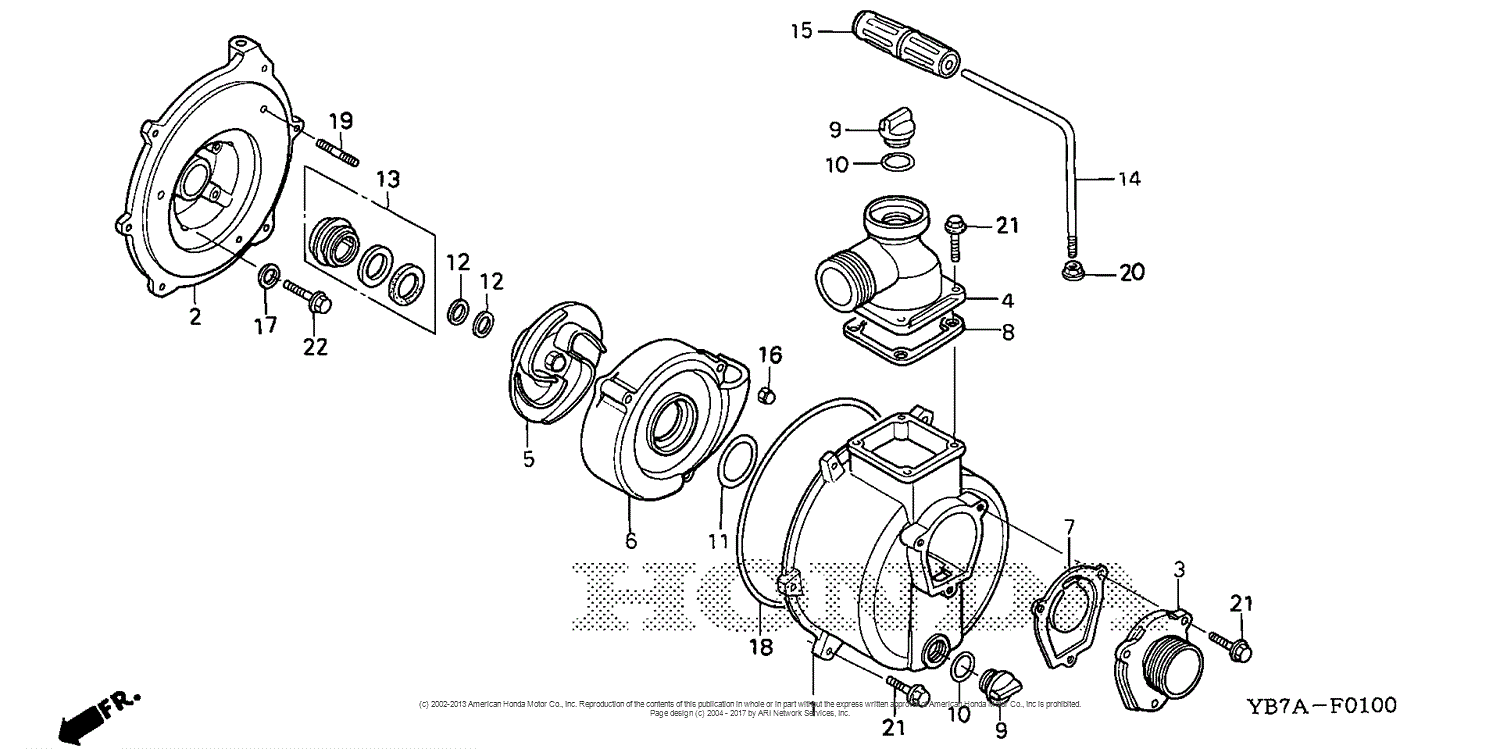 Honda Wh15xk2 Ac1 Water Pump Jpn Vin Wzav 1000001 To Wzav 9999999 Parts Diagram For Casing