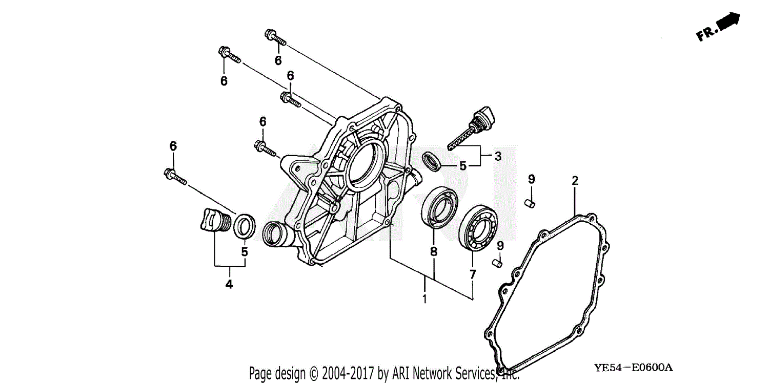 Honda Wp20x Acf6 A Water Pump Jpn Vin Wzbe 1400001 Parts Diagram For Crankcase Cover