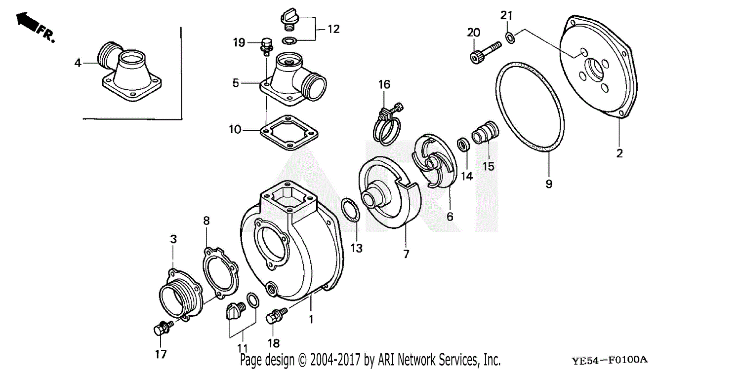 Honda Wp20x Acf6 Water Pump Jpn Vin Wzbe 1000001 To Wzbe 1399999 Parts Diagram For Casing