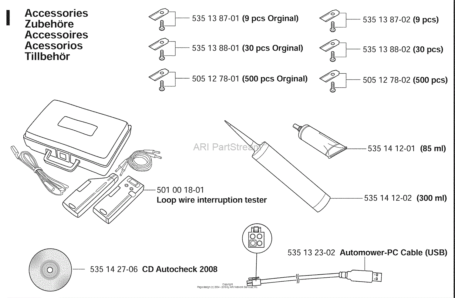 Husqvarna Auto Mower Solar Hybrid (2008-05) Parts Diagram for Accessories