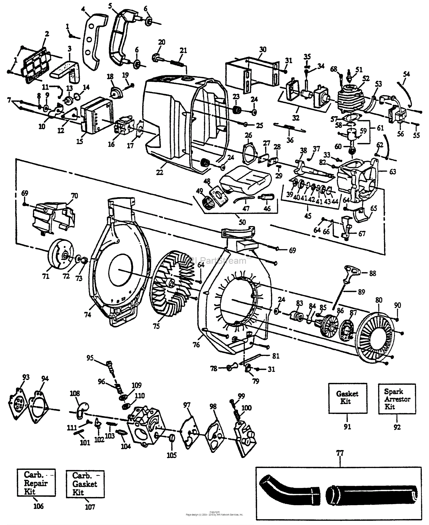 Husqvarna 122 HBV (1992-01) Parts Diagram for Spare Parts