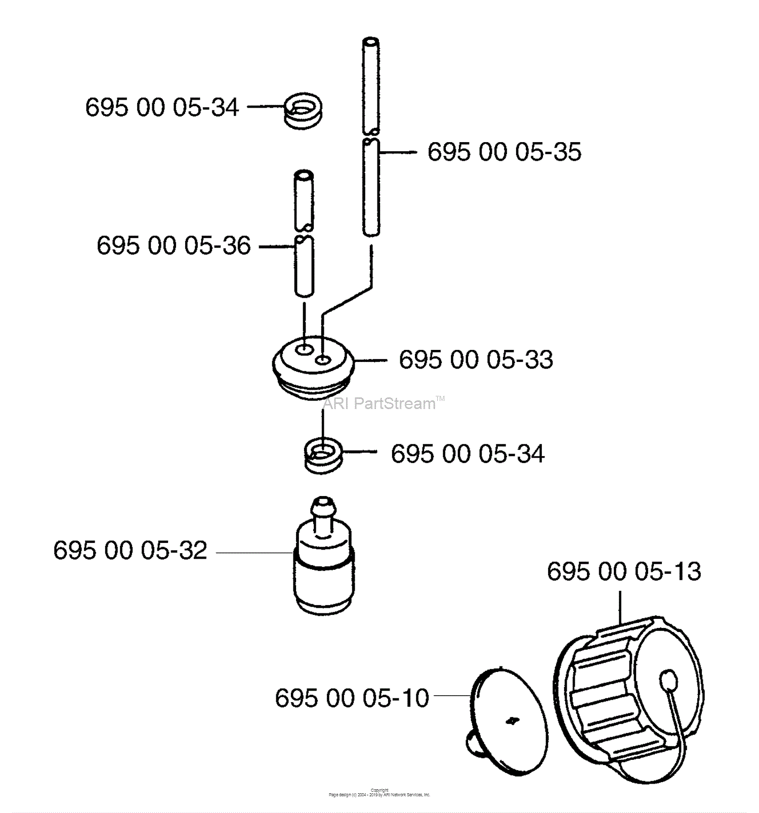 Husqvarna 145 BF (1997-07) Parts Diagram for Fuel Line ... diagram fuel filter cap 