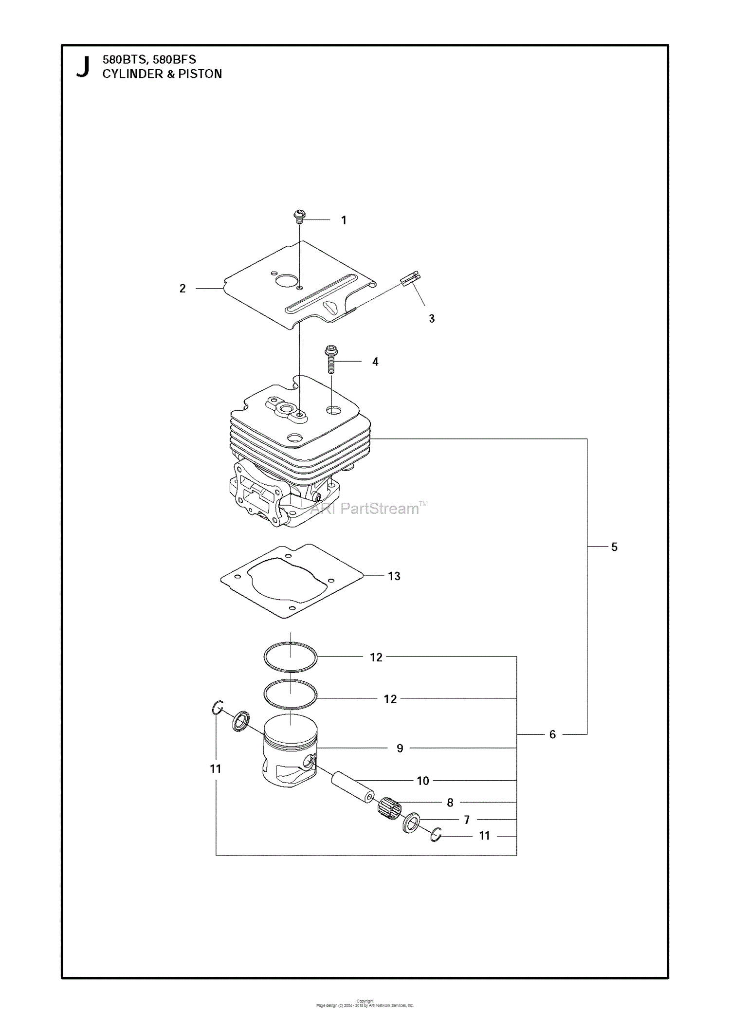 Husqvarna 580BTS (2011-05) Parts Diagram for CYLINDER PISTON