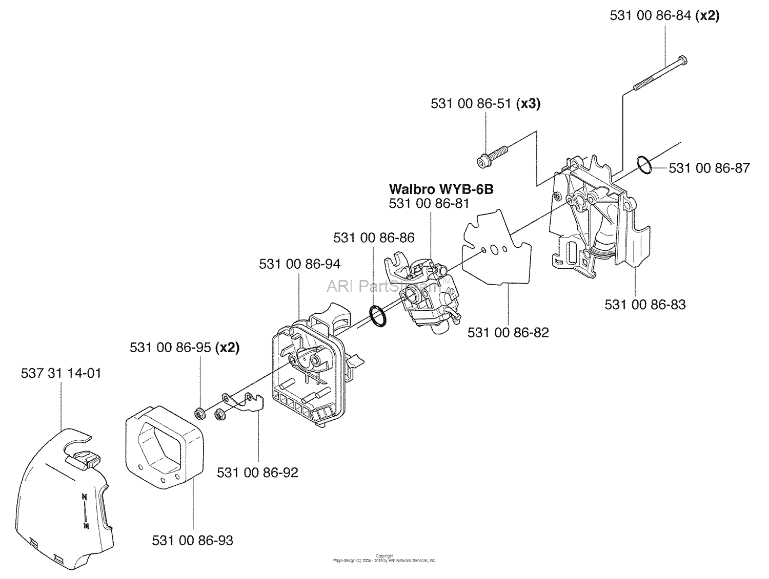 Husqvarna 324 LX (200906) Parts Diagram for Air Filter / Intake / Carb