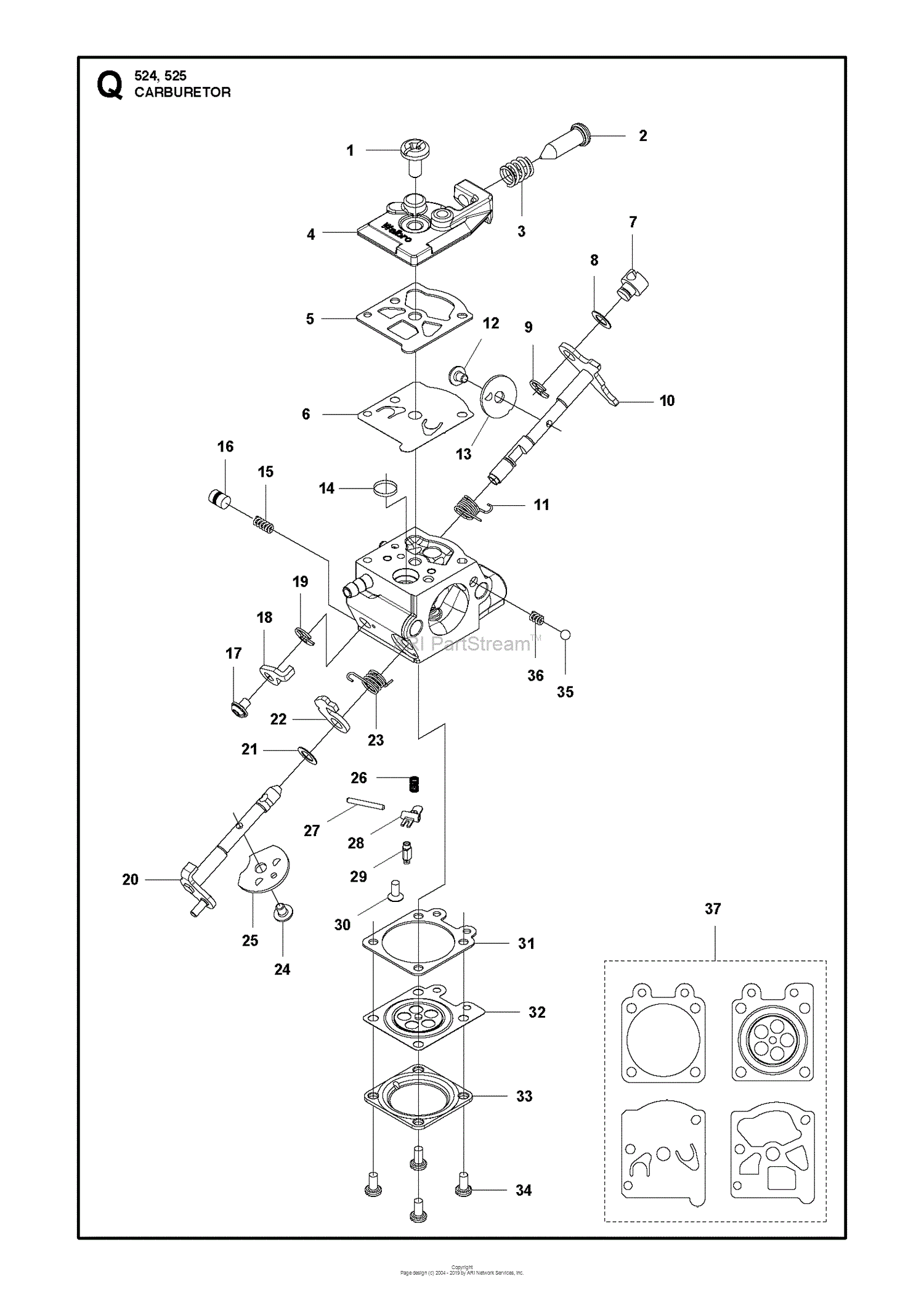 Husqvarna 525 L (2013-03) Parts Diagram for CARBURETOR diagram of gear 