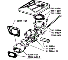 Husqvarna 181 (1985-06) Parts Diagram for Air Filter/Carburetor