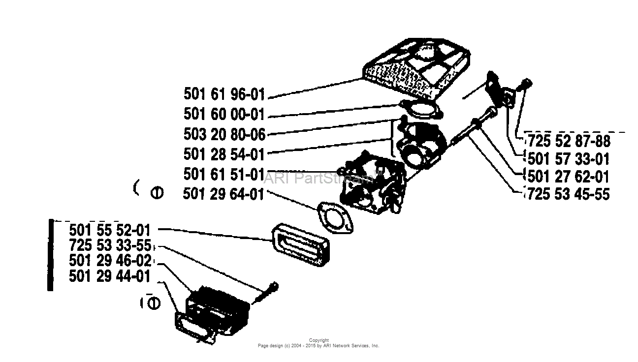Husqvarna 2100 (1982-11) Parts Diagram for Air Filter/Carburetor
