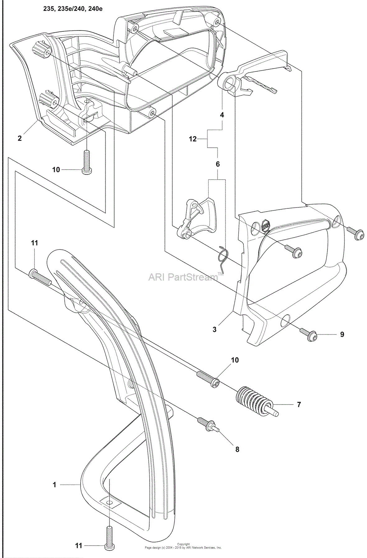 Husqvarna 235 e (2008-01) Parts Diagram for Rear Handle/Front Handle