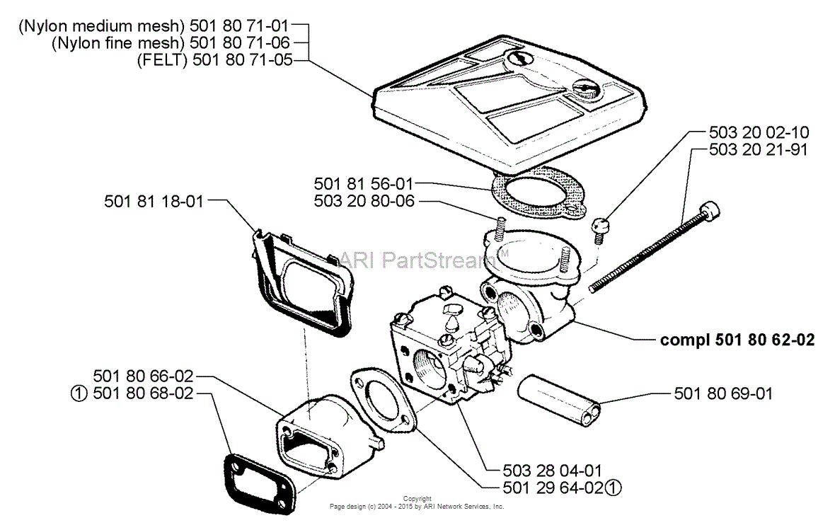 Husqvarna 288 (1997-12) Parts Diagram for Air Filter / Carburetor