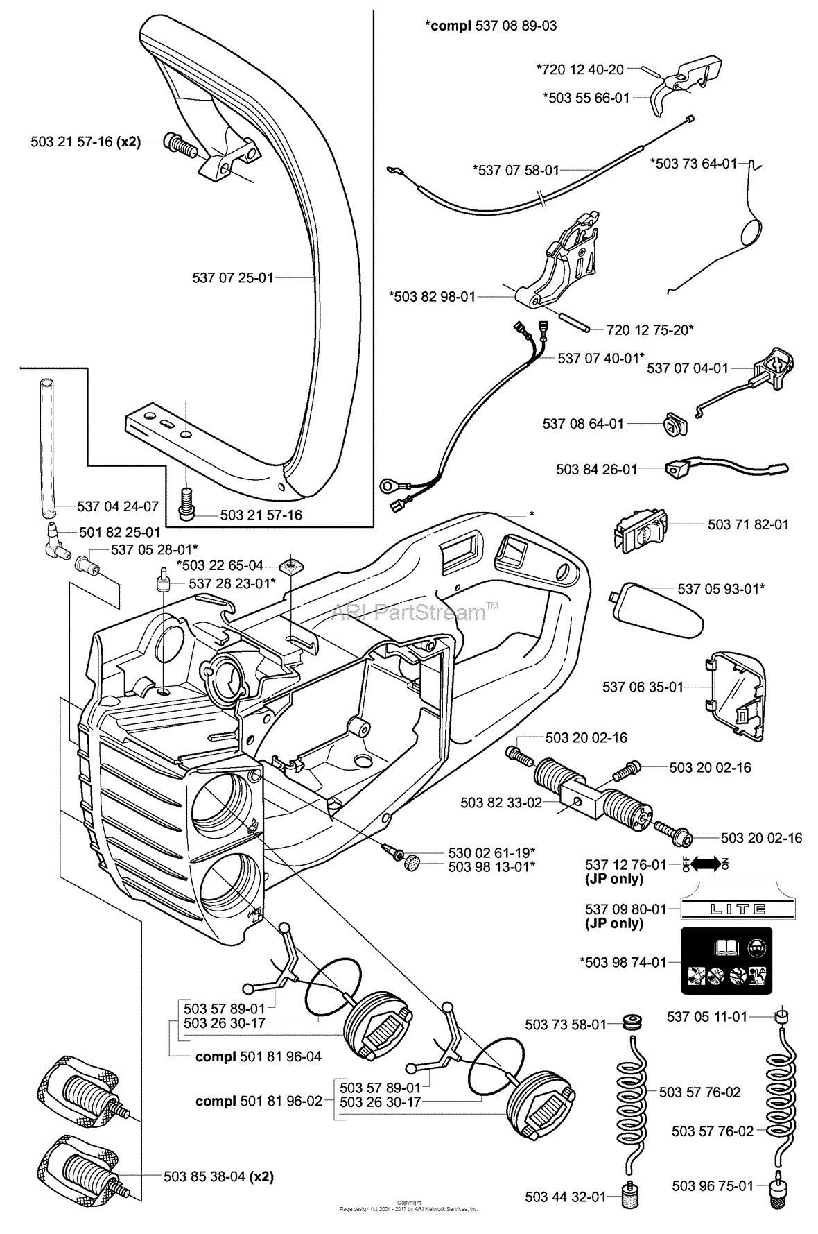 Husqvarna 336 (2003-10) Parts Diagram for Tank / Housing / Handles