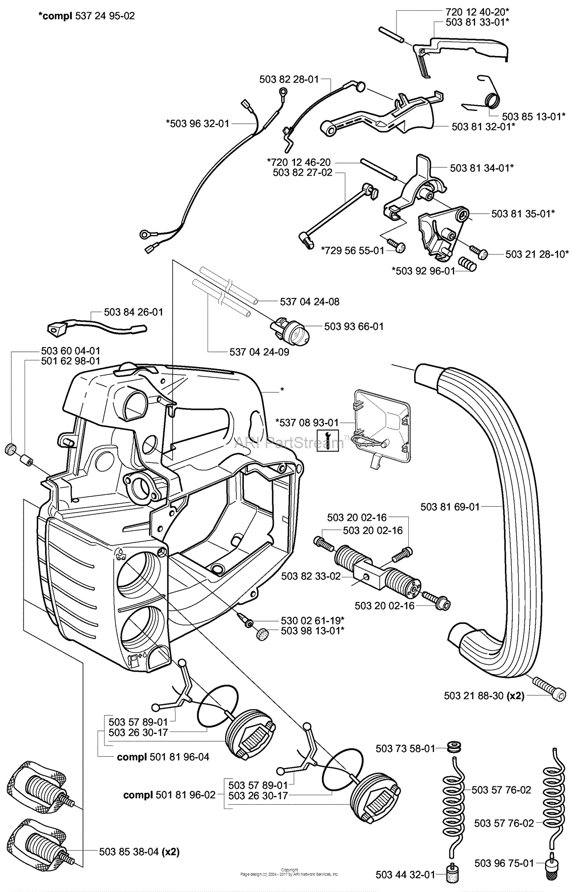 Husqvarna 338 XPT (2003-11) Parts Diagram for Tank / Housing