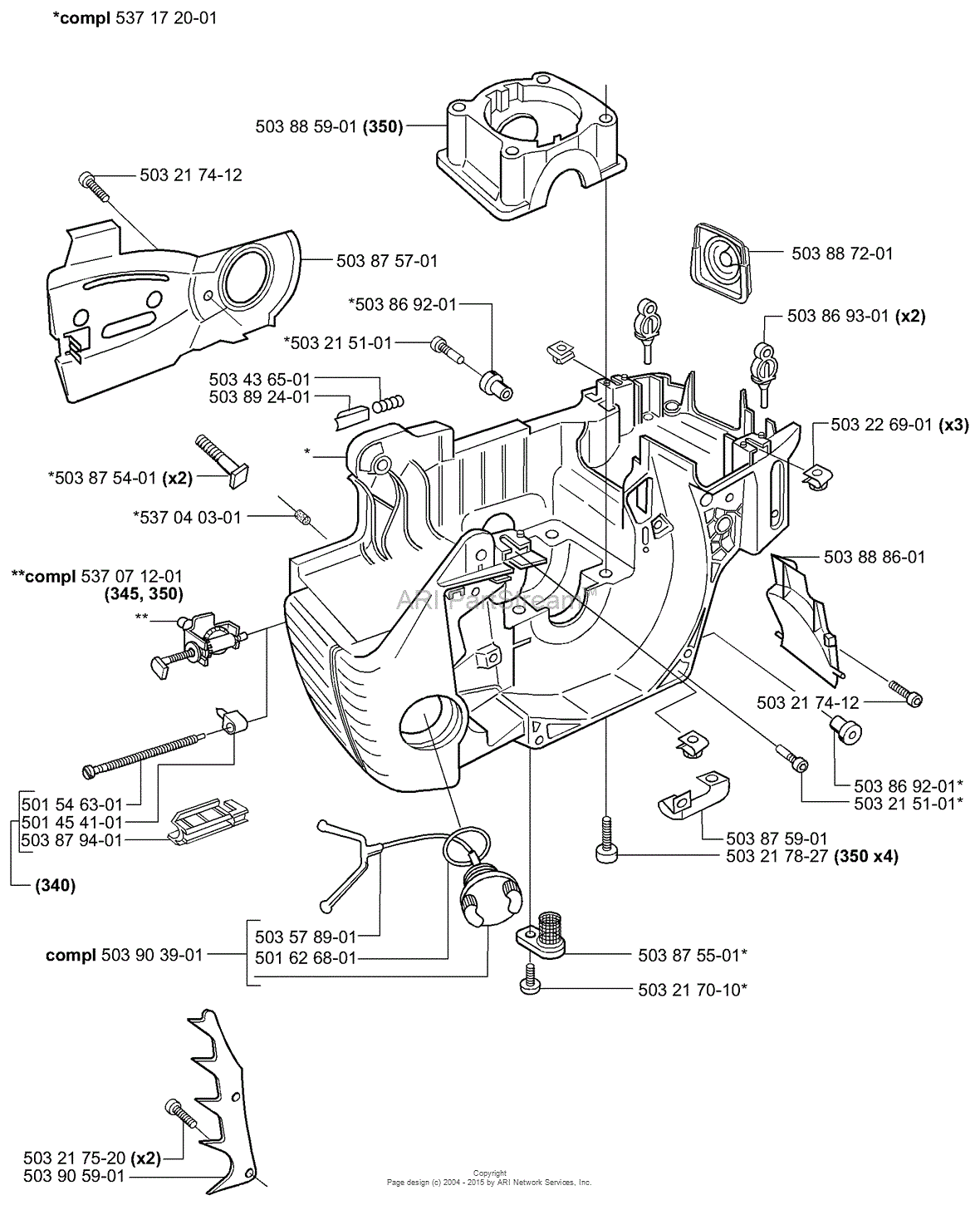 Husqvarna 340 (2001-09) Parts Diagram for Crankcase