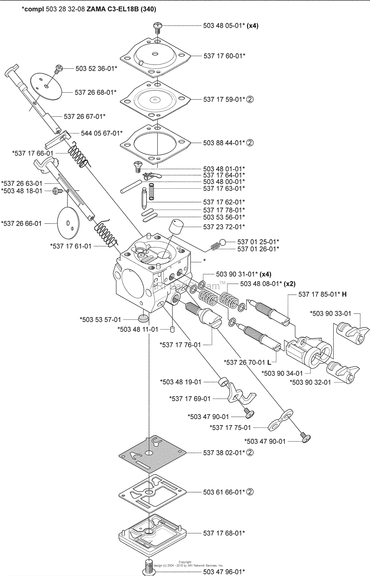 Husqvarna 345 e (2005-05) Parts Diagram for Carburetor ... gas tank diagram 