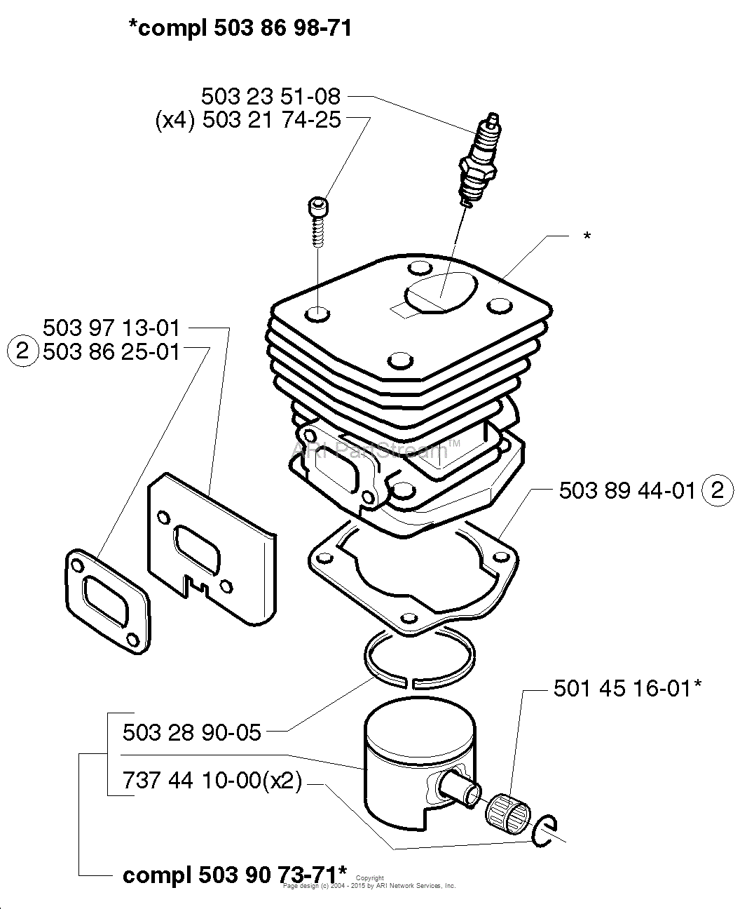 Husqvarna 346 XP (1999-01) Parts Diagram for Piston & Cylinder