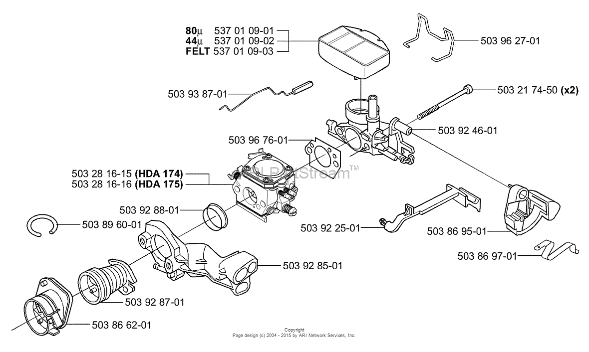 Husqvarna 357 EPA (2001-10) Parts Diagram for Air Filter / Carburetor