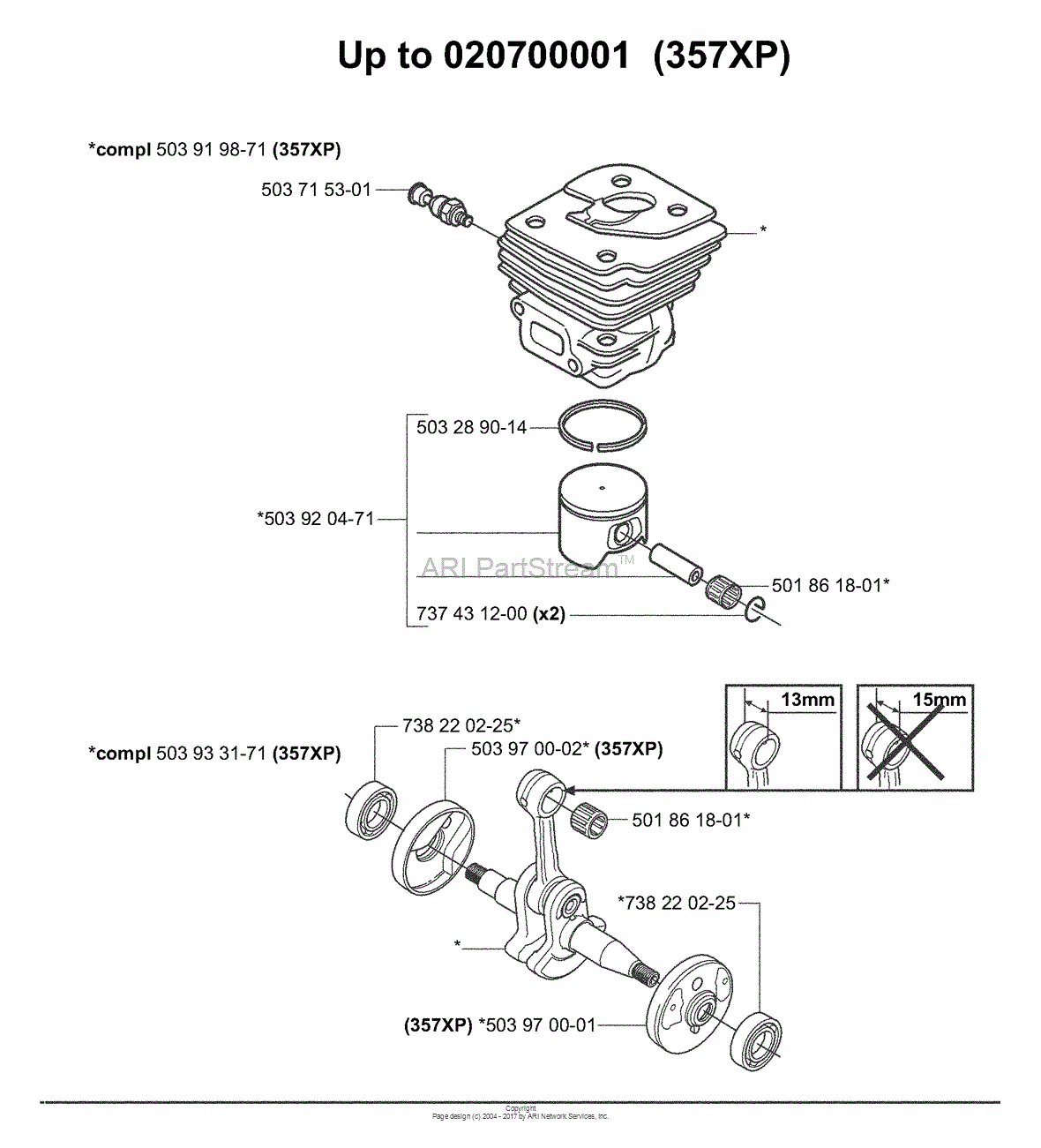 Husqvarna 357 XP EPA (200405) Parts Diagram for Service Variations