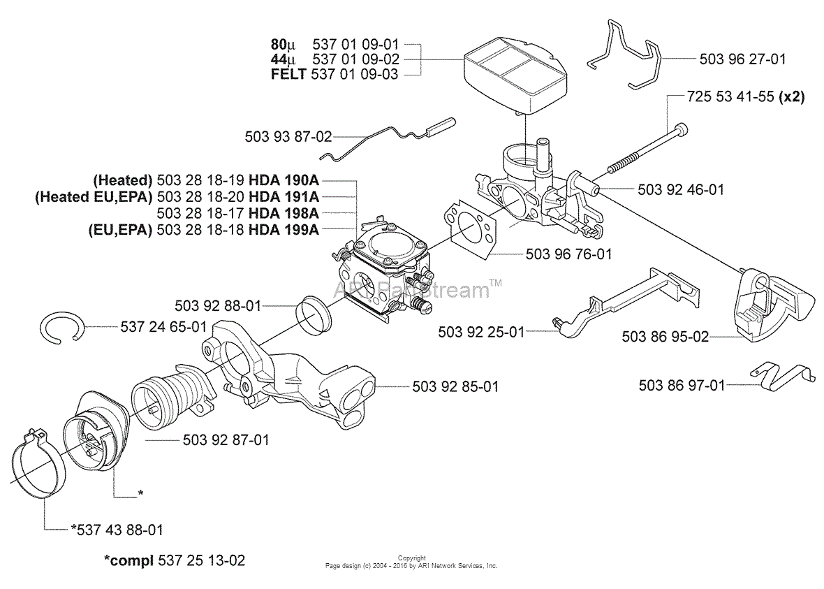 Husqvarna 359 EPA (2007-03) Parts Diagram for Air Filter / Carburetor