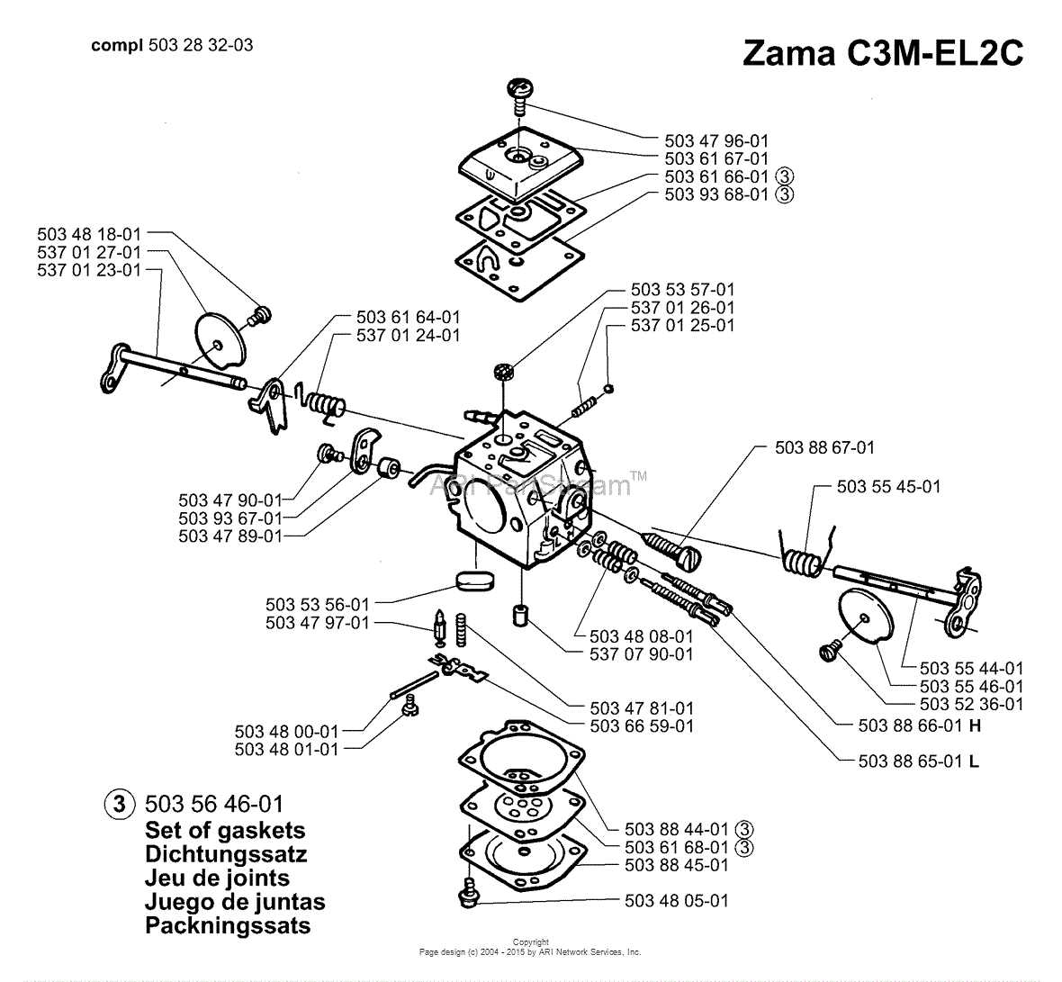 Husqvarna 365 Special EPA (200311) Parts Diagram for Carb Parts Zama