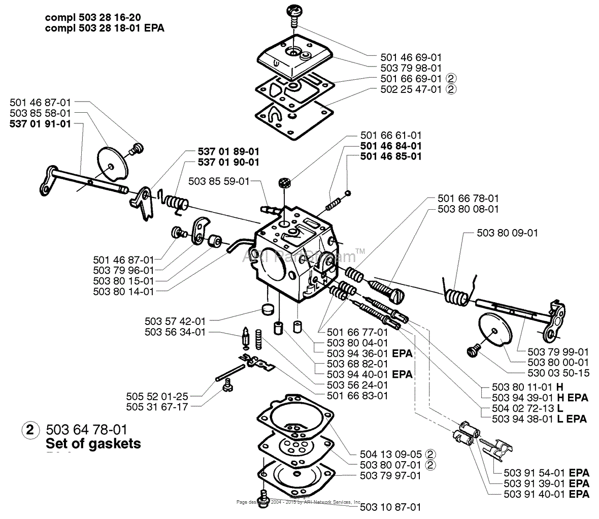 Husqvarna 371 (1999-05) Parts Diagram for Carburetor Parts