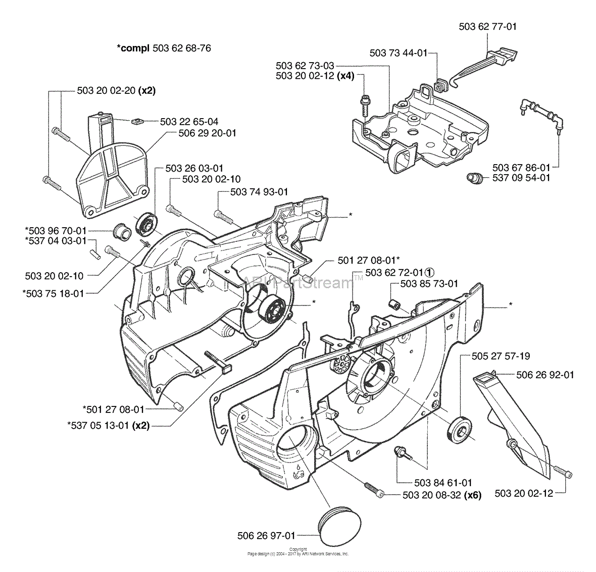 Husqvarna 371 K EPA (2003-08) Parts Diagram for Crankcase