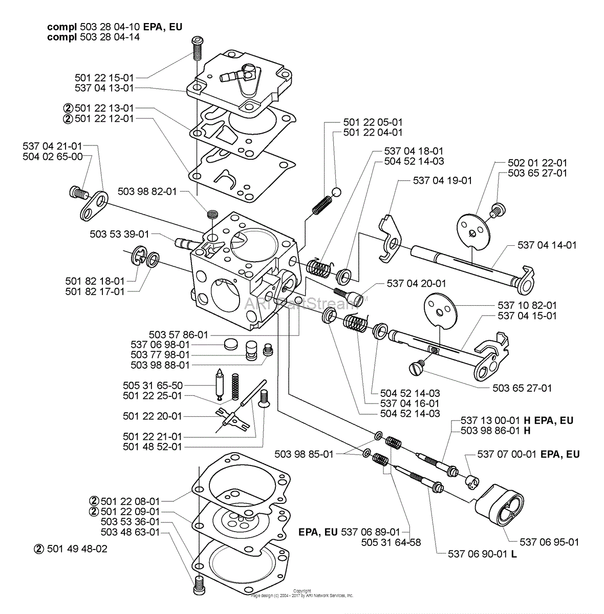 Husqvarna 395 EPA (2005-05) Parts Diagram for Carburetor Parts