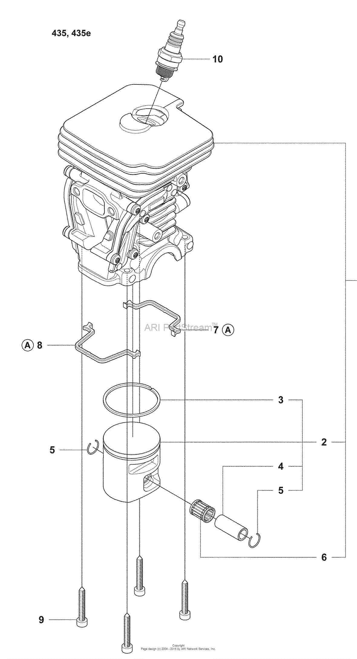 Husqvarna 435 e (2008-05) Parts Diagram for Cylinder 435/435e 7 3 fuel filter diagram 