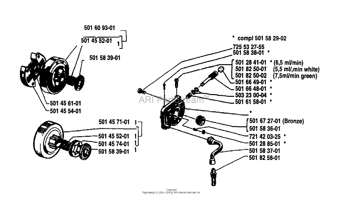 Husqvarna 44 (1983-03) Parts Diagram for Oil Pump/Clutch