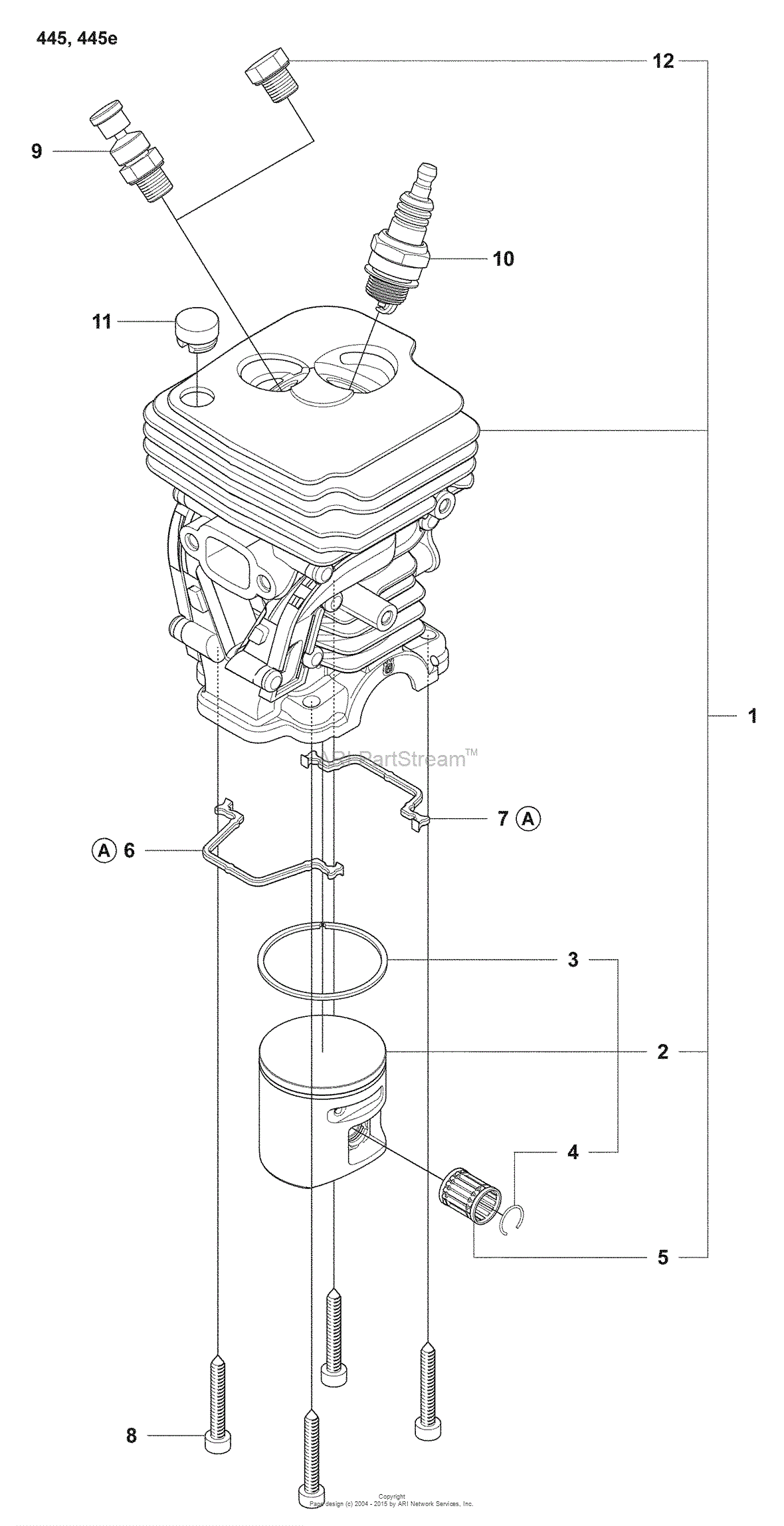 Husqvarna 445 E 2007 03 Parts Diagram For Cylinder 445 6648