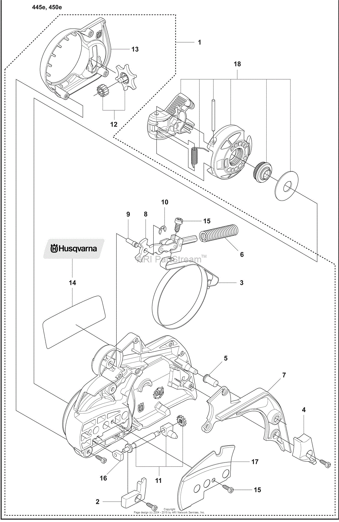Husqvarna 450 e (2007-03) Parts Diagram for Chainbrake / Tool-less