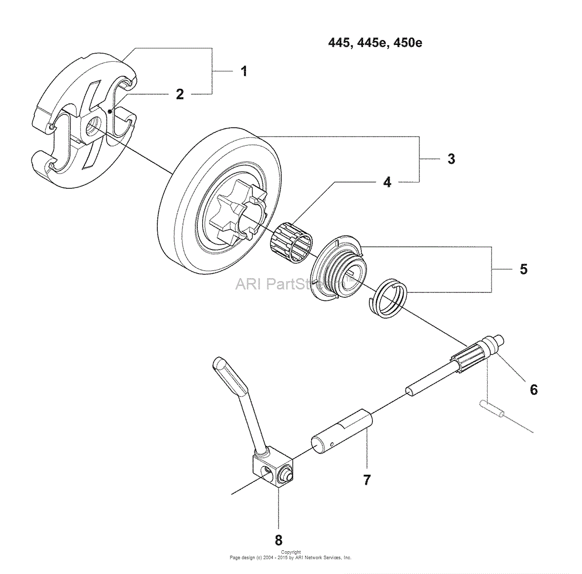 Husqvarna 450 e (2007-03) Parts Diagram for Clutch / Drum / Oil Pump