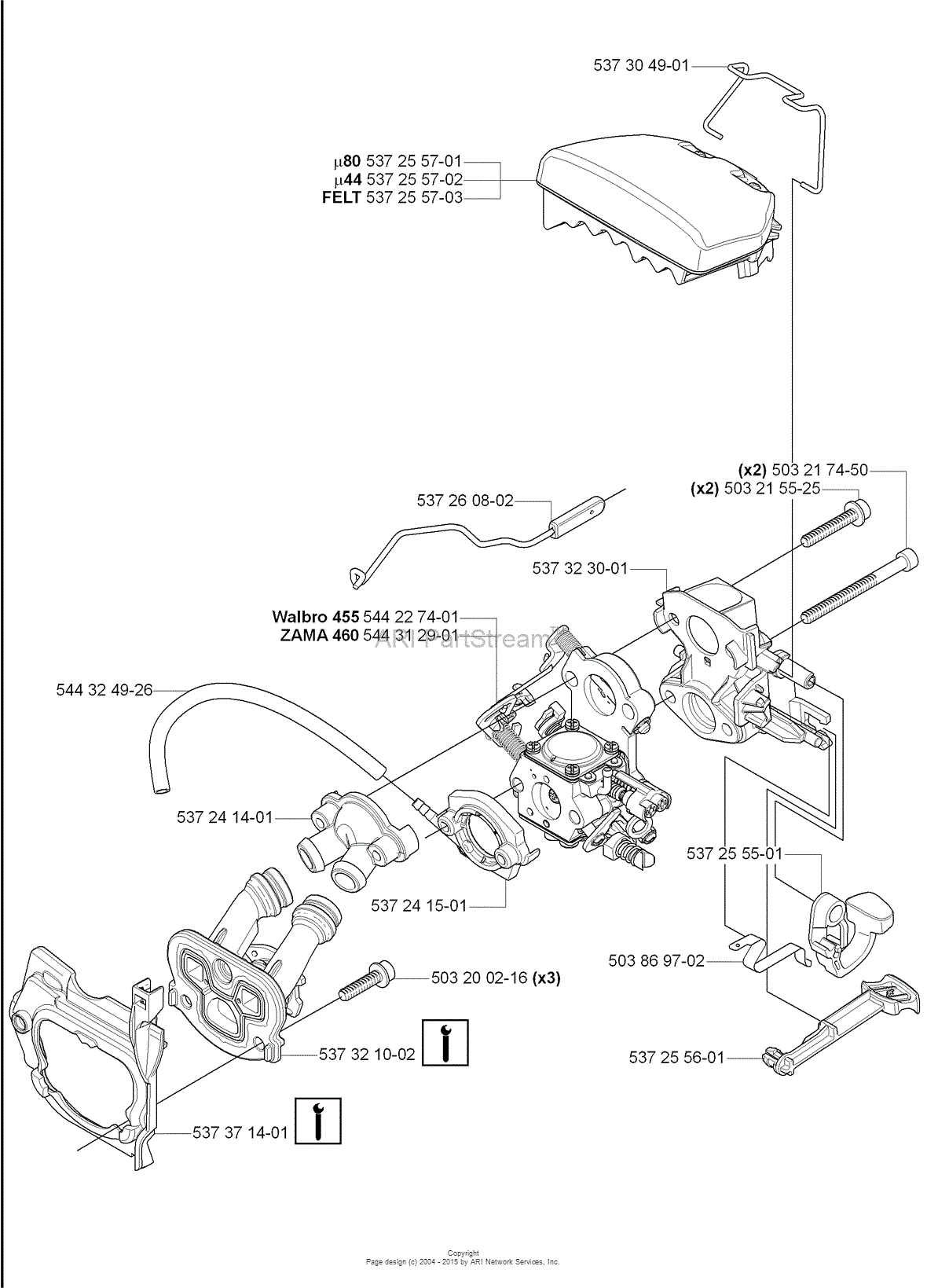 Husqvarna 455 e (2007-01) Parts Diagram for Air Filter ... fuel filter diagram 