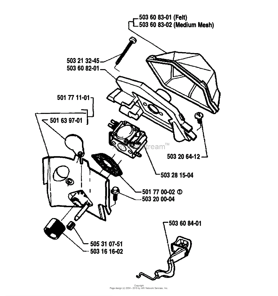 Husqvarna 51 (199001) Parts Diagram for Air Filter/Carburetor