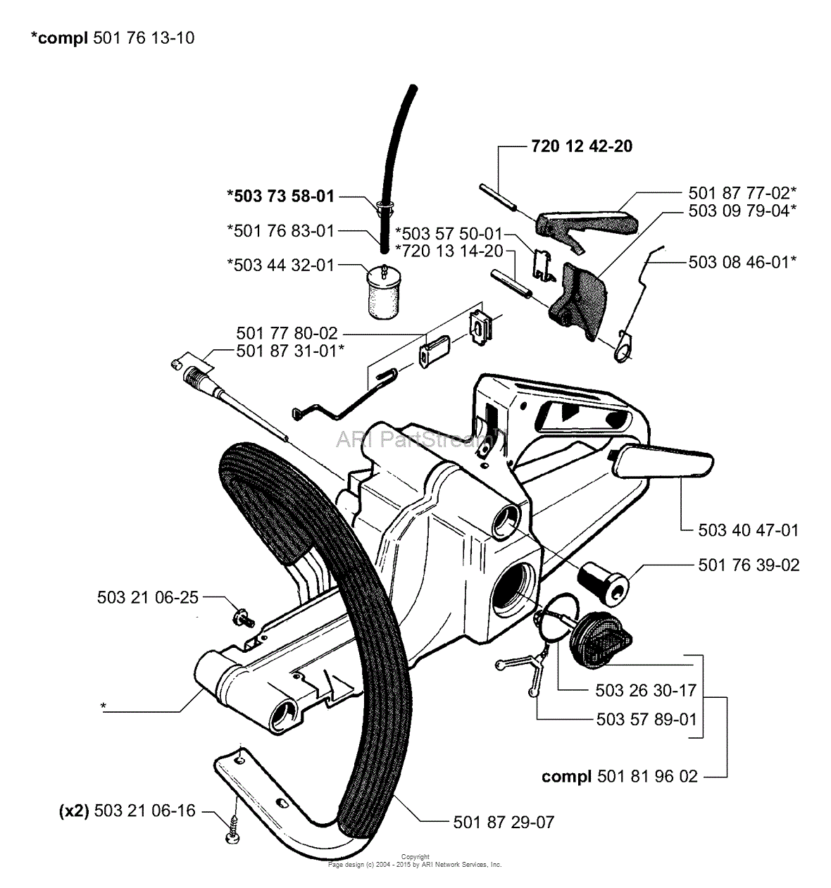 Husqvarna 51 (199806) Parts Diagram for Handle Bar/Tank Assembly