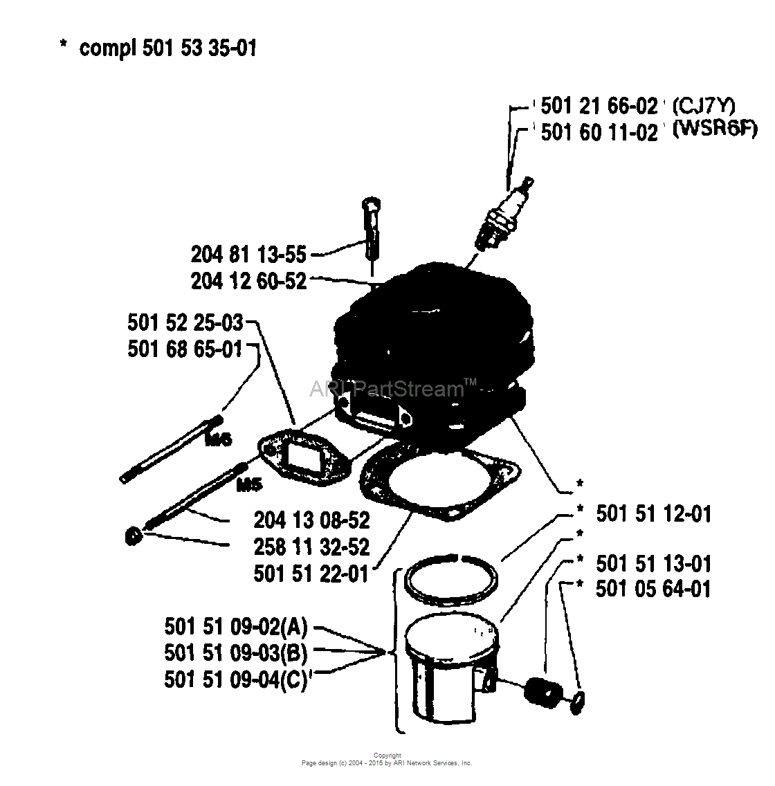 Husqvarna 61 1981 02 Parts Diagram For Piston Cylinder