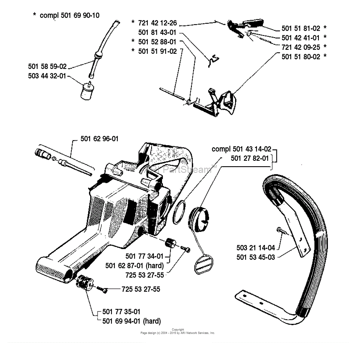 Husqvarna 66 (1988-08) Parts Diagram for Front/Handle/Tank Assembly