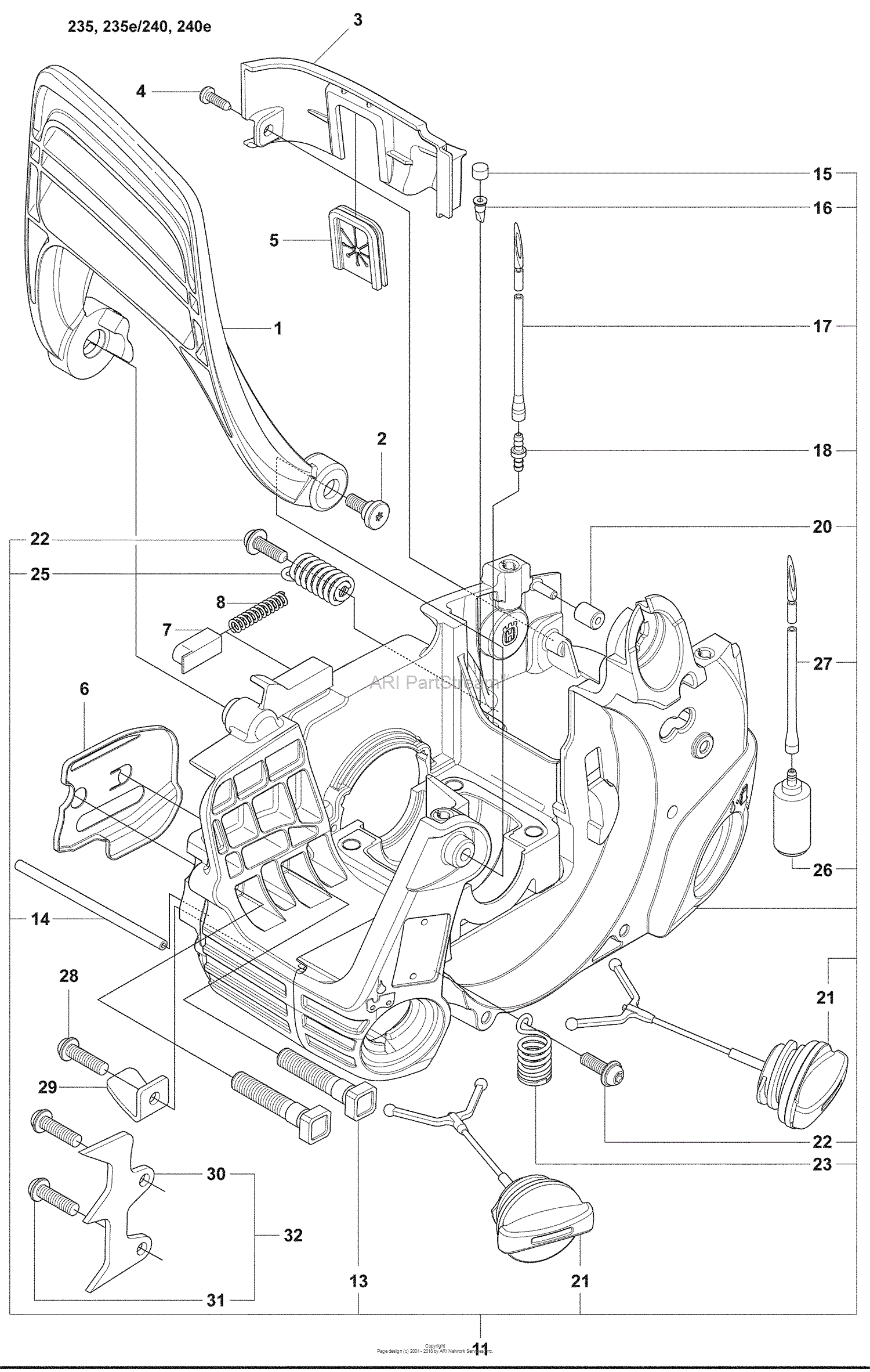 Husqvarna 240 e (2008-01) Parts Diagram for Crankcase/Oil Tank